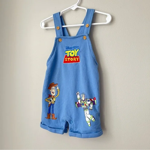 Disney Baby 6-9M Toy Story Cute Blue Shortalls Woody & Buzz Adjustable Straps - Picture 12 of 12
